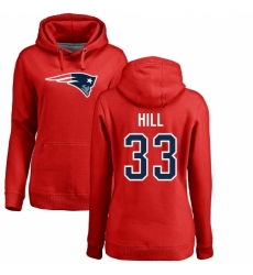 NFL Women's Nike New England Patriots #33 Jeremy Hill Red Name & Number Logo Pullover Hoodie