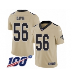 Men's New Orleans Saints #56 DeMario Davis Limited Gold Inverted Legend 100th Season Football Jersey