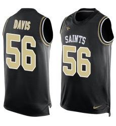 Men's Nike New Orleans Saints #56 DeMario Davis Limited Black Player Name & Number Tank Top NFL Jersey