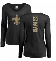 NFL Women's Nike New Orleans Saints #50 DeMario Davis Black Backer Slim Fit Long Sleeve T-Shirt