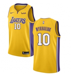 Men's Nike Los Angeles Lakers #10 Sviatoslav Mykhailiuk Swingman Gold NBA Jersey - Icon Edition