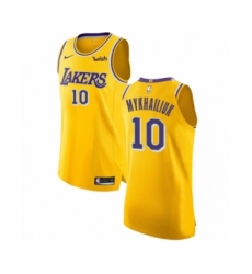 Women's Los Angeles Lakers #10 Sviatoslav Mykhailiuk Authentic Gold Basketball Jersey - Icon Edition