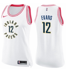 Women's Nike Indiana Pacers #12 Tyreke Evans Swingman White Pink Fashion NBA Jersey