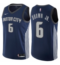 Men's Nike Detroit Pistons #6 Bruce Brown Jr. Swingman Navy Blue NBA Jersey - City Edition