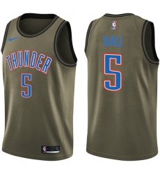 Youth Nike Oklahoma City Thunder #5 Devon Hall Swingman Green Salute to Service NBA Jersey