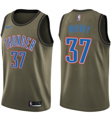 Men's Nike Oklahoma City Thunder #37 Kevin Hervey Swingman Green Salute to Service NBA Jersey