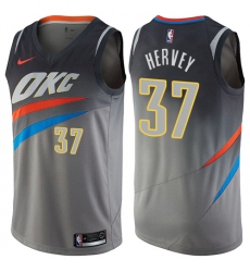 Women's Nike Oklahoma City Thunder #37 Kevin Hervey Swingman Gray NBA Jersey - City Edition