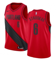 Men's Nike Portland Trail Blazers #6 Nik Stauskas Swingman Red NBA Jersey Statement Edition