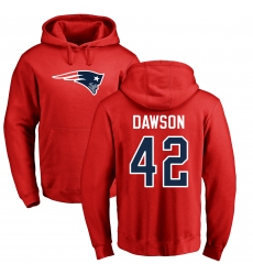 NFL Nike New England Patriots #42 Duke Dawson Red Name & Number Logo Pullover Hoodie