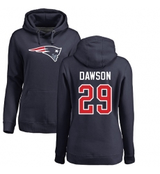 NFL Women's Nike New England Patriots #29 Duke Dawson Navy Blue Name & Number Logo Pullover Hoodie
