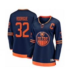 Women's Edmonton Oilers #32 Olivier Rodrigue Authentic Navy Blue Alternate Fanatics Branded Breakaway Hockey Jersey