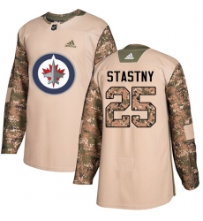 Men's Adidas Winnipeg Jets #25 Paul Stastny Authentic Camo Veterans Day Practice NHL Jersey