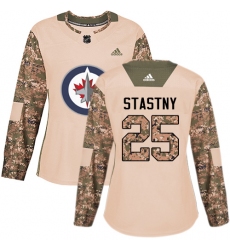 Women's Adidas Winnipeg Jets #25 Paul Stastny Authentic Camo Veterans Day Practice NHL Jersey