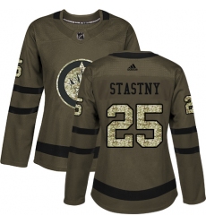 Women's Adidas Winnipeg Jets #25 Paul Stastny Authentic Green Salute to Service NHL Jersey
