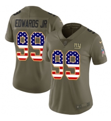 Women's Nike New York Giants #99 Mario Edwards Jr Limited Olive USA Flag 2017 Salute to Service NFL Jersey
