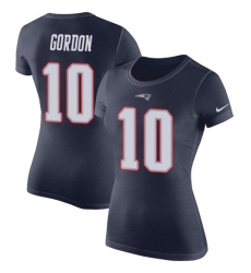 NFL Women's Nike New England Patriots #10 Josh Gordon Navy Blue Rush Pride Name & Number T-Shirt
