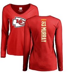 NFL Women's Nike Kansas City Chiefs #21 Eric Murray Red Backer Slim Fit Long Sleeve T-Shirt