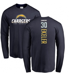 NFL Nike Los Angeles Chargers #30 Austin Ekeler Navy Blue Backer Long Sleeve T-Shirt