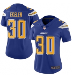 Women's Nike Los Angeles Chargers #30 Austin Ekeler Limited Electric Blue Rush Vapor Untouchable NFL Jersey
