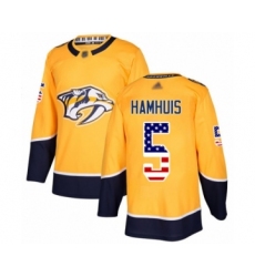 Youth Nashville Predators #5 Dan Hamhuis Authentic Gold USA Flag Fashion Hockey Jersey