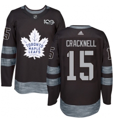 Men's Adidas Toronto Maple Leafs #15 Adam Cracknell Authentic Black 1917-2017 100th Anniversary NHL Jersey
