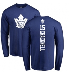 NHL Adidas Toronto Maple Leafs #15 Adam Cracknell Royal Blue Backer Long Sleeve T-Shirt
