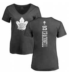 NHL Women's Adidas Toronto Maple Leafs #15 Adam Cracknell Charcoal One Color Backer T-Shirt