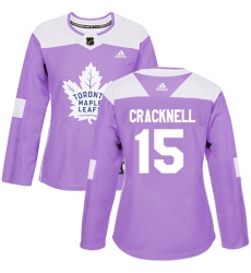 Women's Adidas Toronto Maple Leafs #15 Adam Cracknell Authentic Purple Fights Cancer Practice NHL Jersey