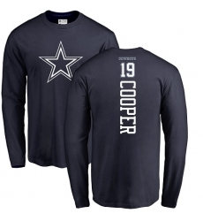 NFL Nike Dallas Cowboys #19 Amari Cooper Navy Blue Backer Long Sleeve T-Shirt