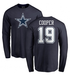 NFL Nike Dallas Cowboys #19 Amari Cooper Navy Blue Name & Number Logo Long Sleeve T-Shirt