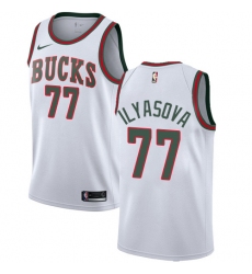 Men's Nike Milwaukee Bucks #77 Ersan Ilyasova Swingman White Fashion Hardwood Classics NBA Jersey