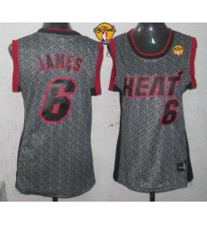 Women NBA Miami Heat #6 LeBron James Grey With Finals Static Fashion Stitched NBA Jersey