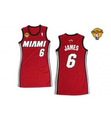 Women NBA Miami Heat #6 LeBron James Red With Finals Dress Stitched NBA Jersey