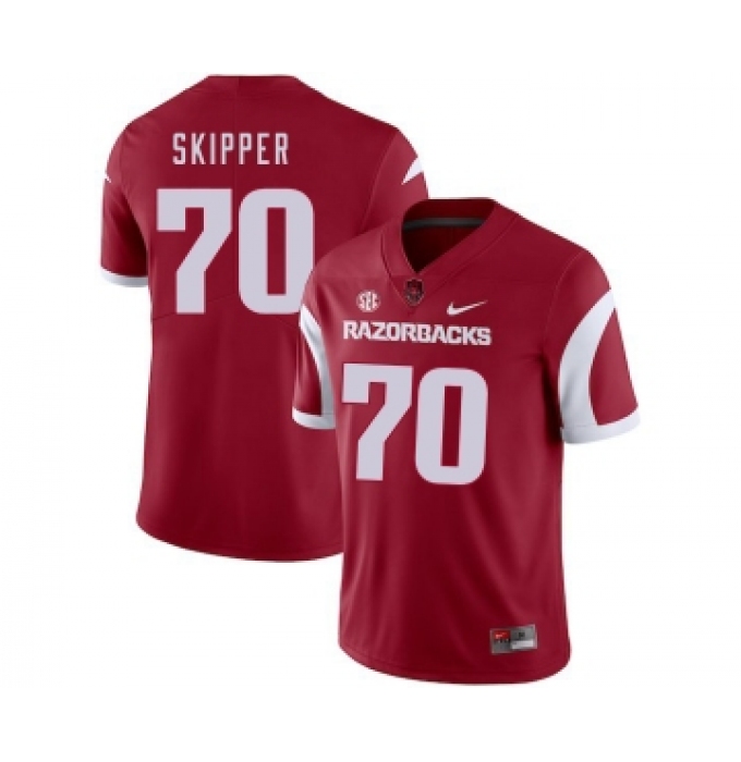 Arkansas Razorbacks 70 Dan Skipper Red College Football Jersey