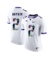 TCU Horned Frogs 2 Trevone Boykin White With Portrait Print College Football Limited Jersey
