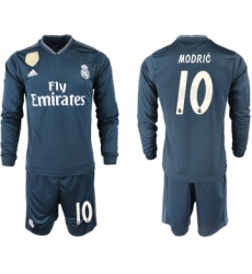2018-19 Real Madrid 10 MODRIC Away Long Sleeve Soccer Jersey