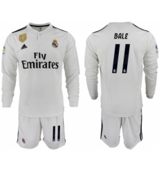 2018-19 Real Madrid 11 BALE Home Long Sleeve Soccer Jersey