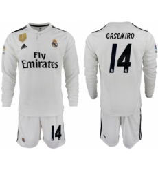 2018-19 Real Madrid 14 CASEMIRO Home Long Sleeve Soccer Jersey