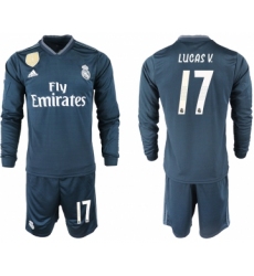 2018-19 Real Madrid 17 LUCAS V. Away Long Sleeve Soccer Jersey