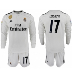 2018-19 Real Madrid 17 LUCAS V. Home Long Sleeve Soccer Jersey