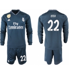 2018-19 Real Madrid 22 ISCO Away Long Sleeve Soccer Jersey