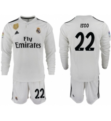 2018-19 Real Madrid 22 ISCO Home Long Sleeve Soccer Jersey