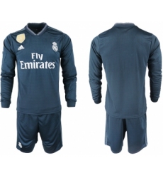 2018-19 Real Madrid Away Long Sleeve Soccer Jersey