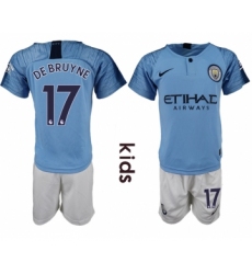 2018-19 Manchester City 17 DE BRUYNE Home Youth Soccer Jersey