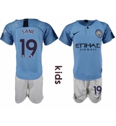 2018-19 Manchester City 19 SANE Home Youth Soccer Jersey