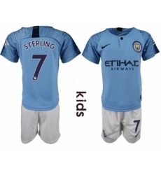2018-19 Manchester City 7 STERLING Home Youth Soccer Jersey