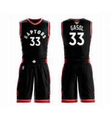 Youth Toronto Raptors #33 Marc Gasol Swingman Black 2019 Basketball Finals Bound Suit Jersey Statement Edition