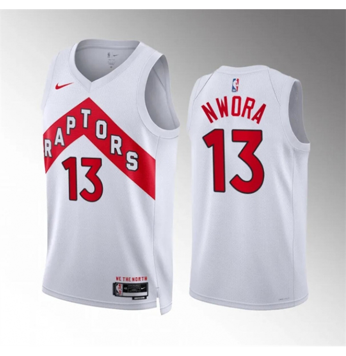 Men's Toronto Raptors #13 Jordan Nwora White Association Edition Stitched Basketball Jersey