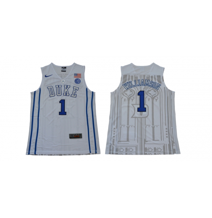 Duke Blue Devils #1 Zion Williamson White Basketball Stitched NCAA Jersey