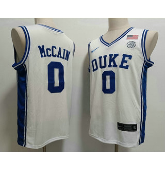 Men's Duke Blue Devils #0 Jared McCAIN White College Basketball Jersey